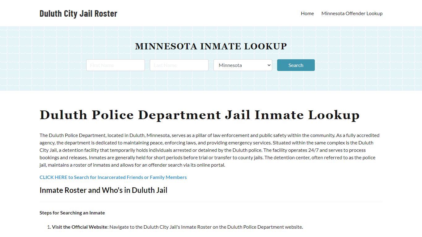 Duluth Police Department & City Jail, MN Inmate Roster, Arrests, Mugshots